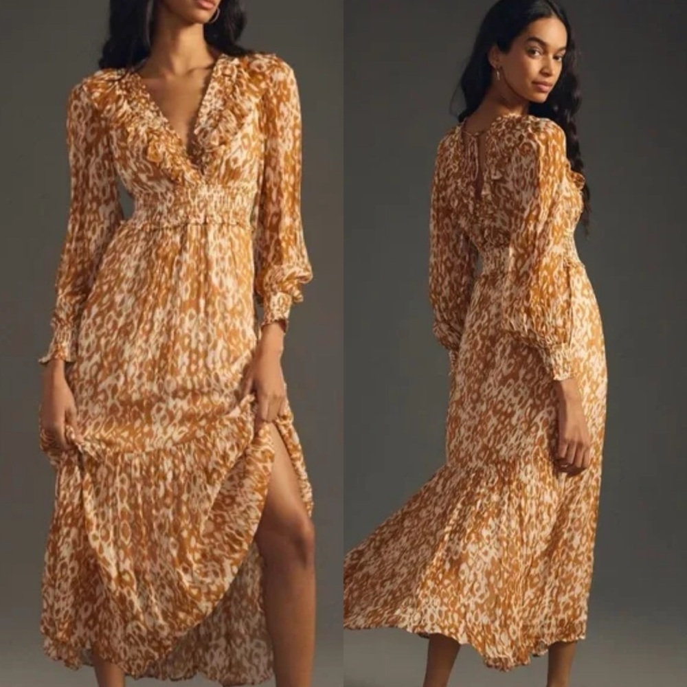 Anthropologie The Odetta Ruffled V-Neck Dress - Picture 1 of 8